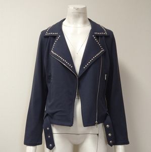 Navy Stud Biker Jacket Size S